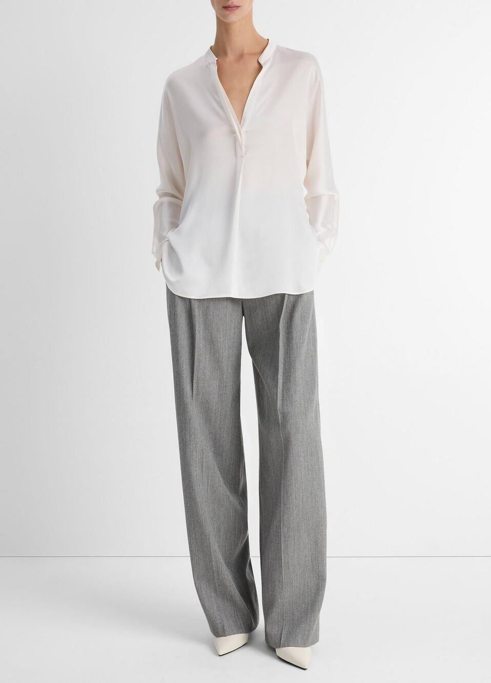 Vince 100% Silk Blouse Flowy Ivory White Size XS